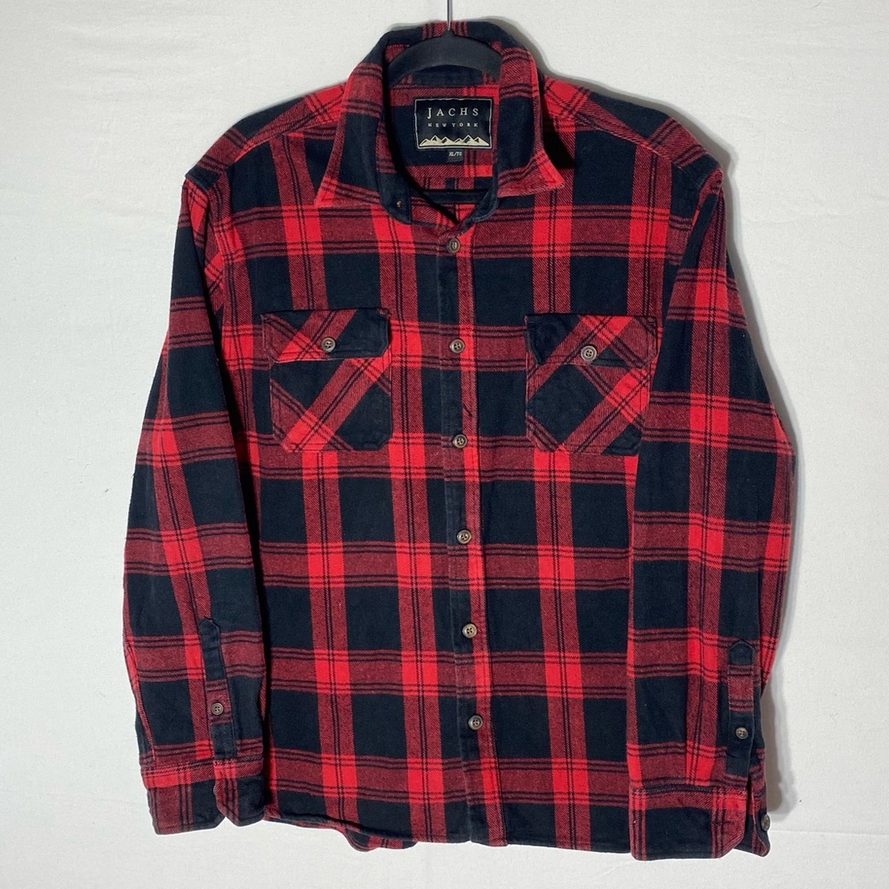 Jachs Red and Black Buffalo Check Plaid Long Sleeve Button Up Shirt XL Cabincore